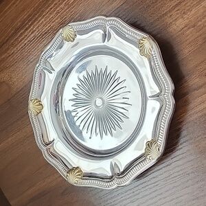 GORHAM EP Silverplated WINE COASTER Shell and Gadroon Border Starburst